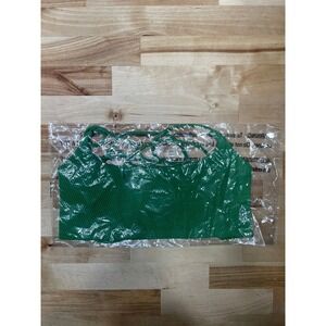 Free People Shuffle Bra Green Ribbed Halter Neck M L G